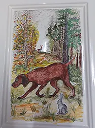 Ręcznie malowany kafel dla myśliwego